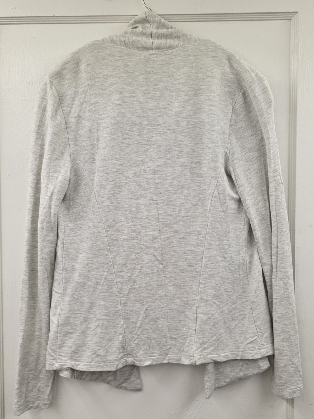 🍁Tart Heather Gray Open Front Cardigan Small Draped Zip Pocket Lightweight - Picture 2 of 7